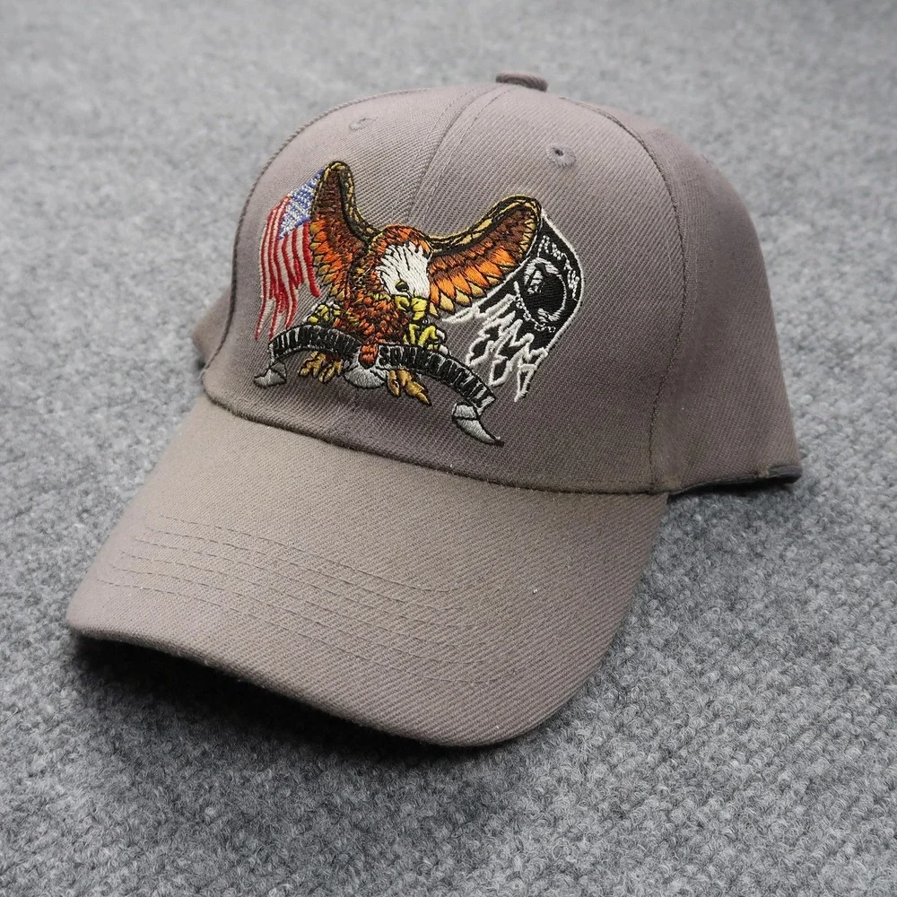 Bald Eagle American Flag POW Hat Cap Strap Back Embroidered Military‎ Mens USA